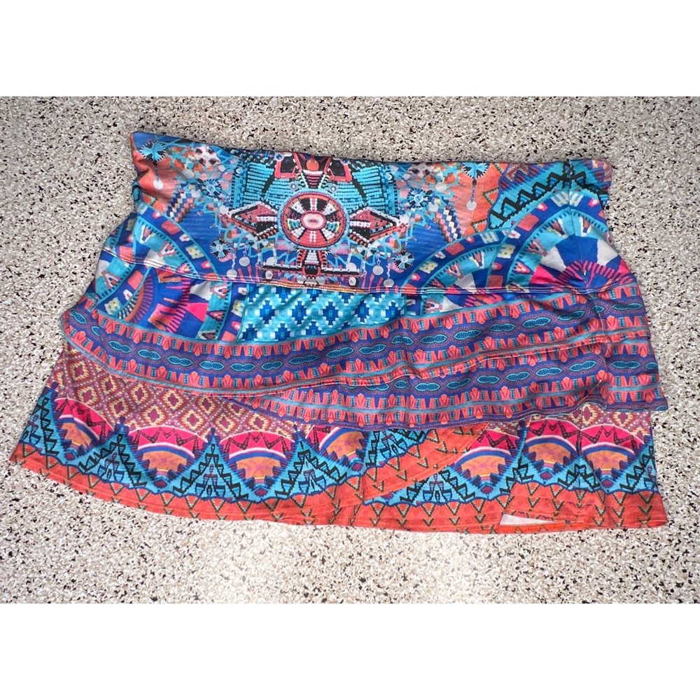 Lucky in Love Skort Sz LG 12 Multicolor Geometric Pickeball Tennis Golf